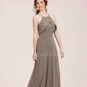 Long High-Neck Georgette Bridesmaid Dress